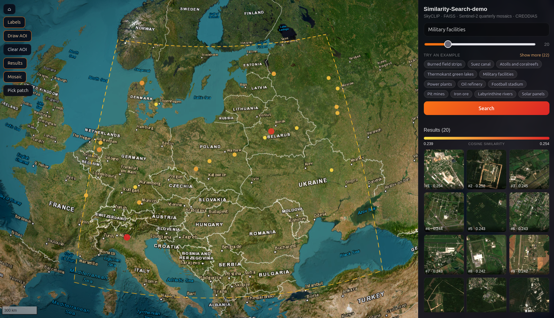 Sentinel-2 scene with matched features